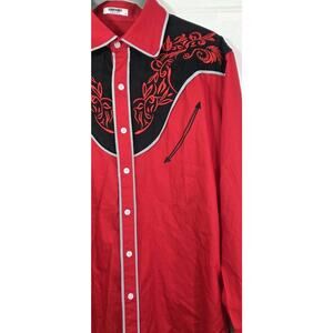 Coofandy Western Embroidered Button‎ Up Cowboy Shirt Size Medium